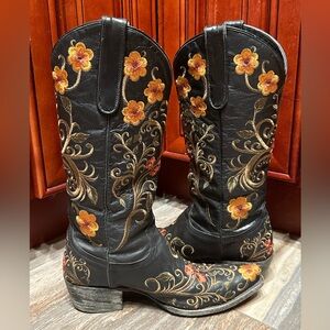 Lane Cowboy Boots Darla Floral Cowgirl Western Rodeo Wedding Flower Embroidery